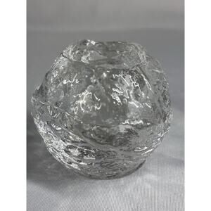 KOSTA BODA Nordic Light Crystal Snowball Votive Tea Candle Holder Sweden 3.5" D